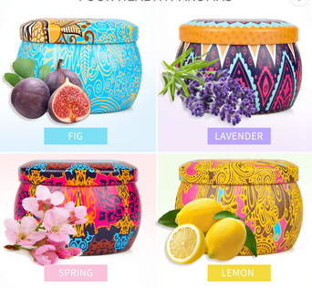 Home decor jar candle massage SPA Gift Set 100% Soy Wax candle Portable Travel Tin scented candle